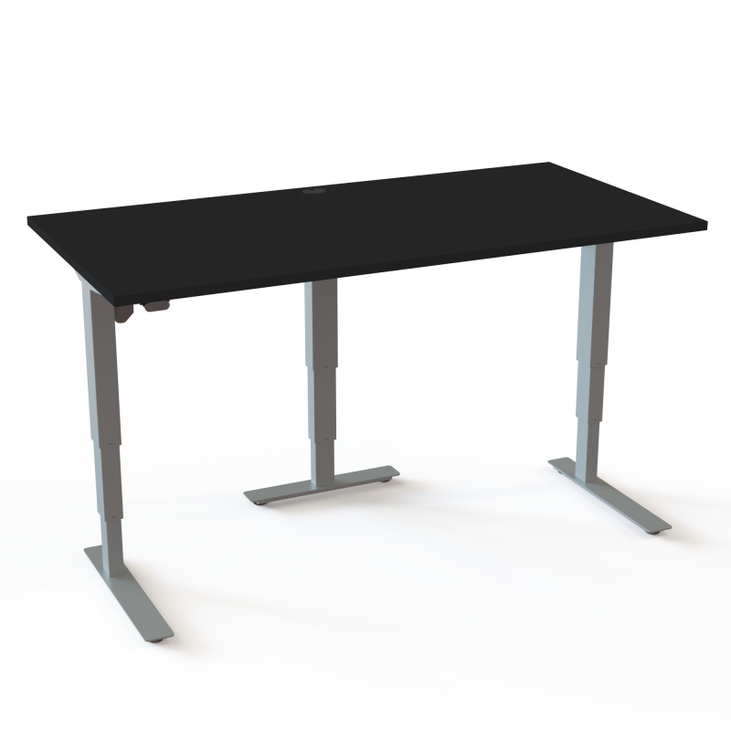 H&aelig;ve-/s&aelig;nkebord | 160x80 cm | Sort  med s&oslash;lv stel