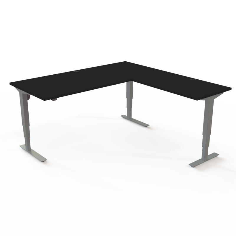 H&aelig;ve-/s&aelig;nkebord | 180x180 cm | Sort  med s&oslash;lv stel