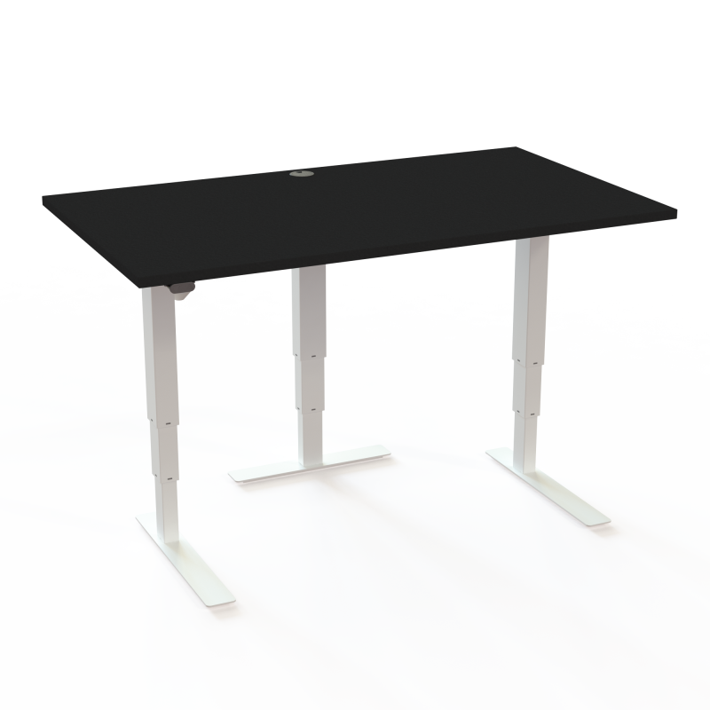 H&aelig;ve-/s&aelig;nkebord | 140x80 cm | Sort  med hvidt stel