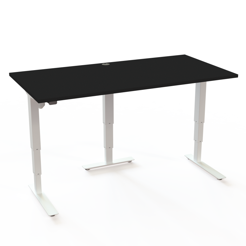 H&aelig;ve-/s&aelig;nkebord | 160x80 cm | Sort  med hvidt stel