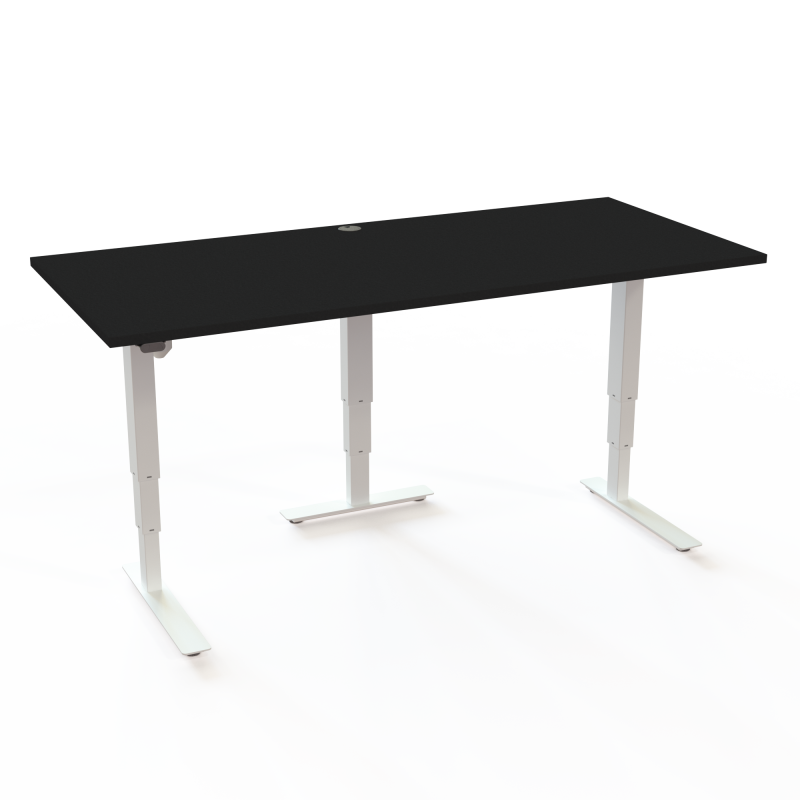 H&aelig;ve-/s&aelig;nkebord | 180x80 cm | Sort  med hvidt stel