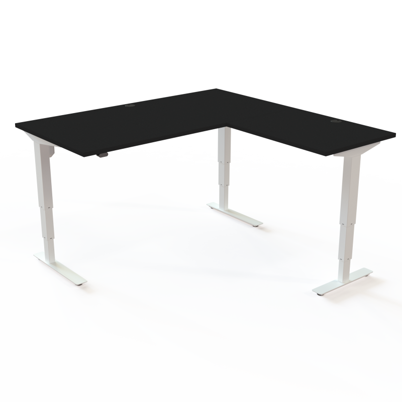 H&aelig;ve-/s&aelig;nkebord | 160x160 cm | Sort  med hvidt stel