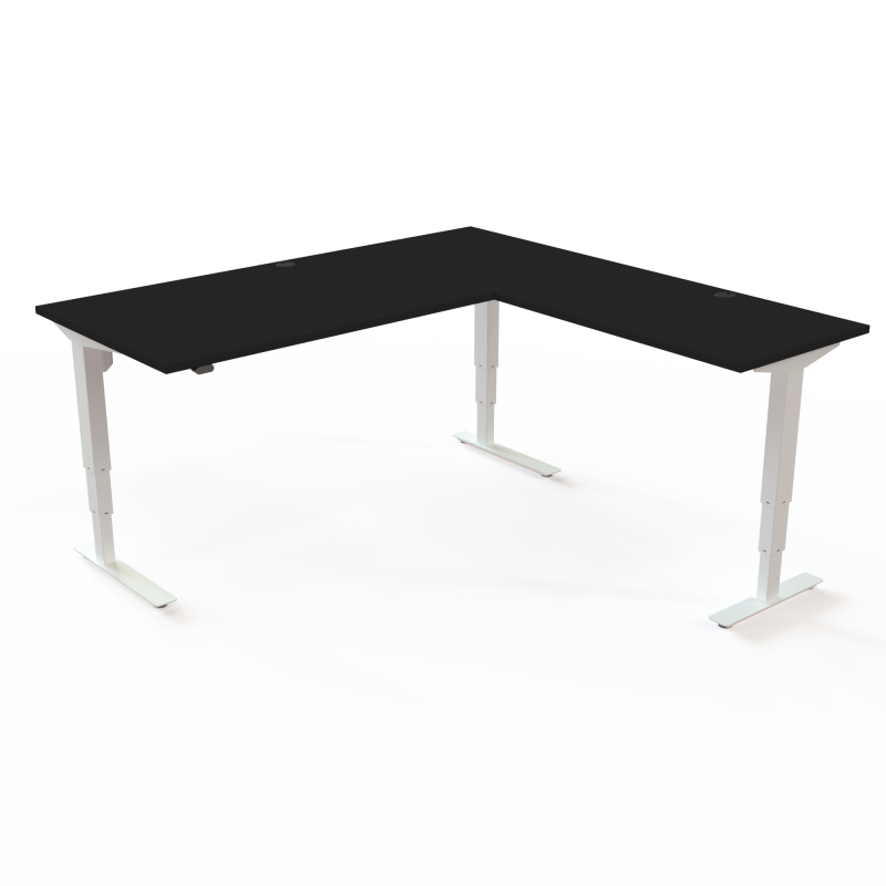 H&aelig;ve-/s&aelig;nkebord | 180x180 cm | Sort  med hvidt stel