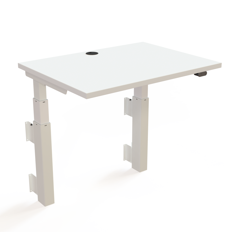 H&aelig;ve-/s&aelig;nkebord | 80x60 cm | Hvid med hvidt stel