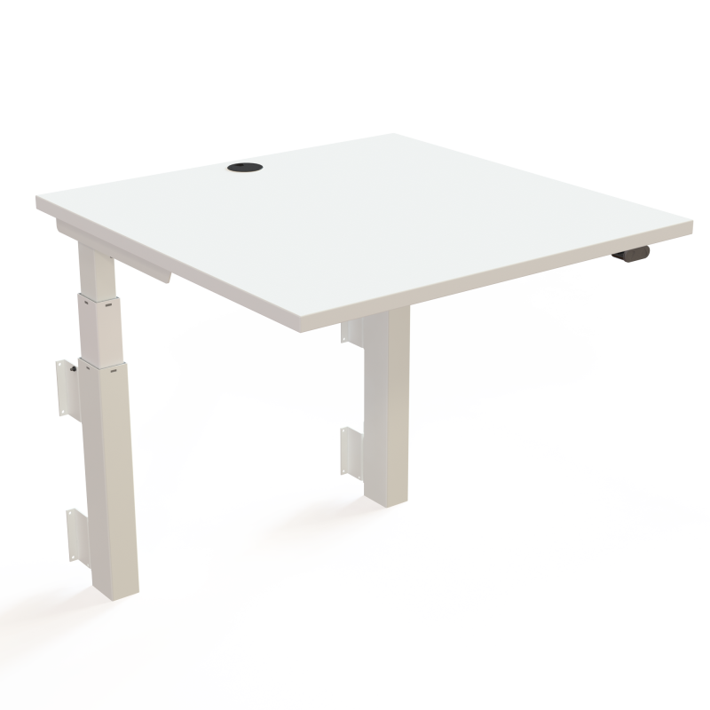 H&aelig;ve-/s&aelig;nkebord | 80x80 cm | Hvid med hvidt stel