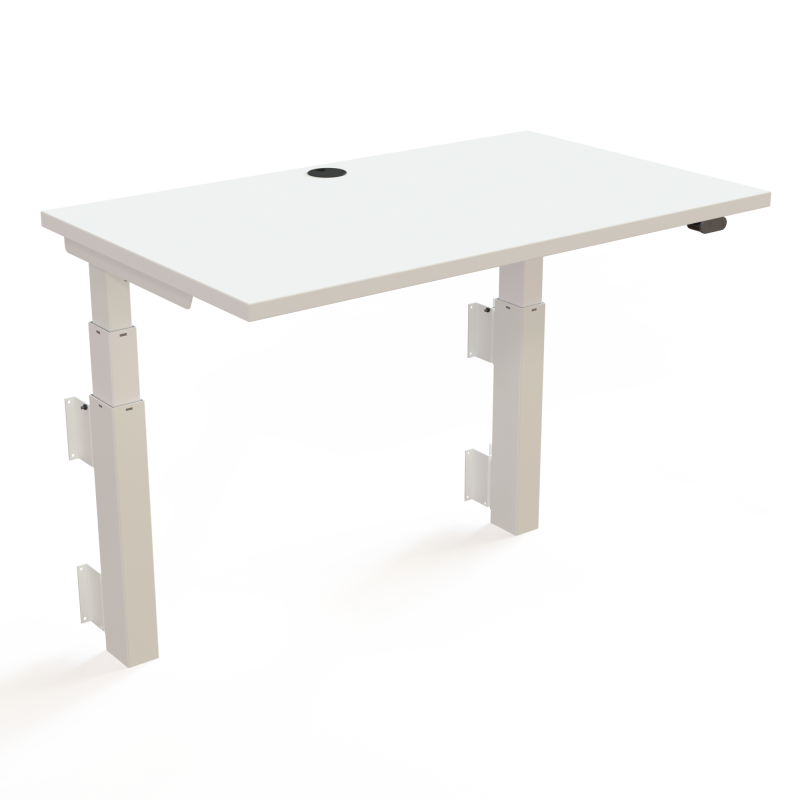 H&aelig;ve-/s&aelig;nkebord | 100x60 cm | Hvid med hvidt stel