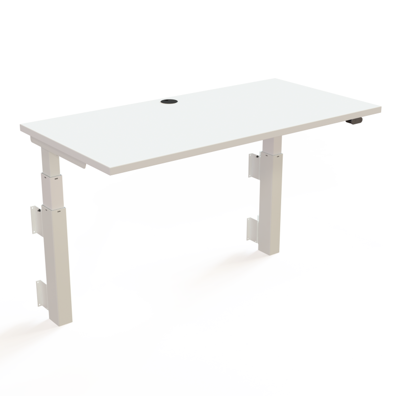 H&aelig;ve-/s&aelig;nkebord | 120x60 cm | Hvid med hvidt stel
