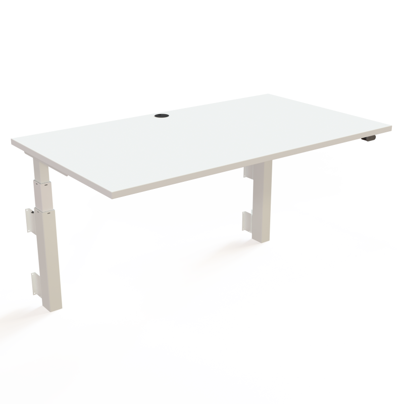 H&aelig;ve-/s&aelig;nkebord | 140x80 cm | Hvid med hvidt stel