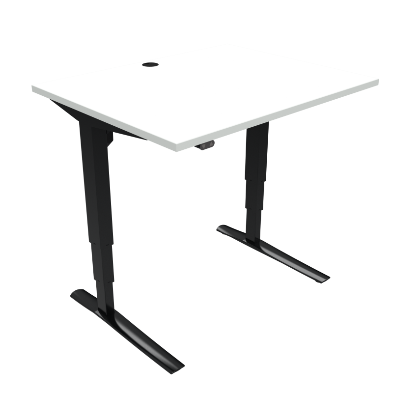 H&aelig;ve-/s&aelig;nkebord | 100x80 cm | Hvid med sort stel