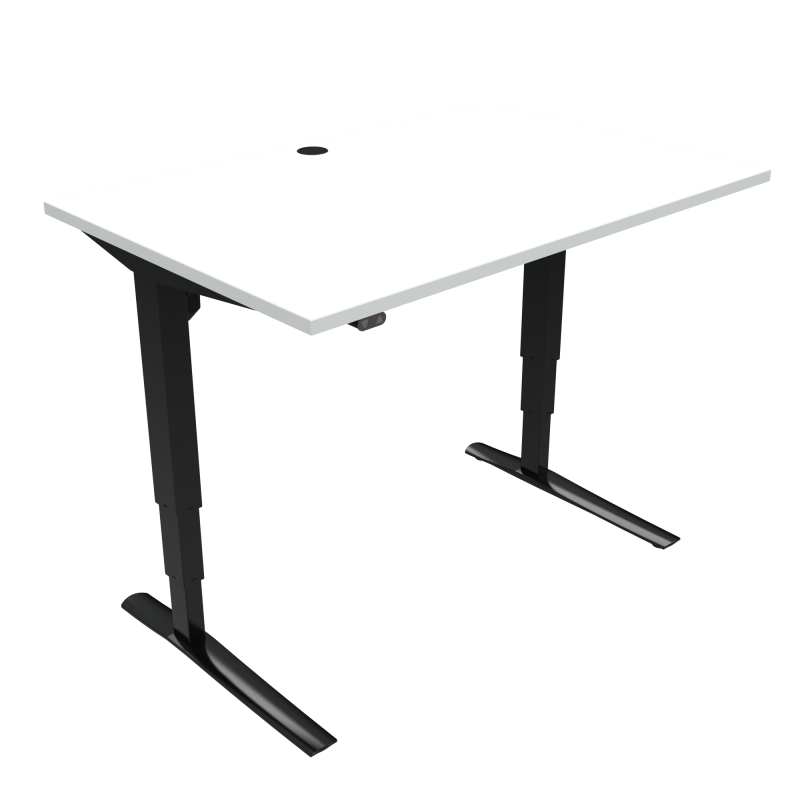 H&aelig;ve-/s&aelig;nkebord | 120x80 cm | Hvid med sort stel