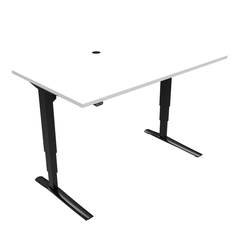 H&aelig;ve-/s&aelig;nkebord | 140x80 cm | Hvid med sort stel
