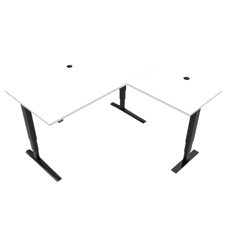 H&aelig;ve-/s&aelig;nkebord | 160x160 cm | Hvid med sort stel