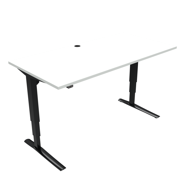H&aelig;ve-/s&aelig;nkebord | 160x80 cm | Hvid med sort stel