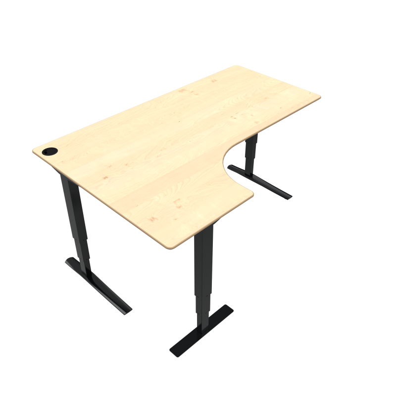 H&aelig;ve-/s&aelig;nkebord | 180x120 cm | Ahorn med sort stel
