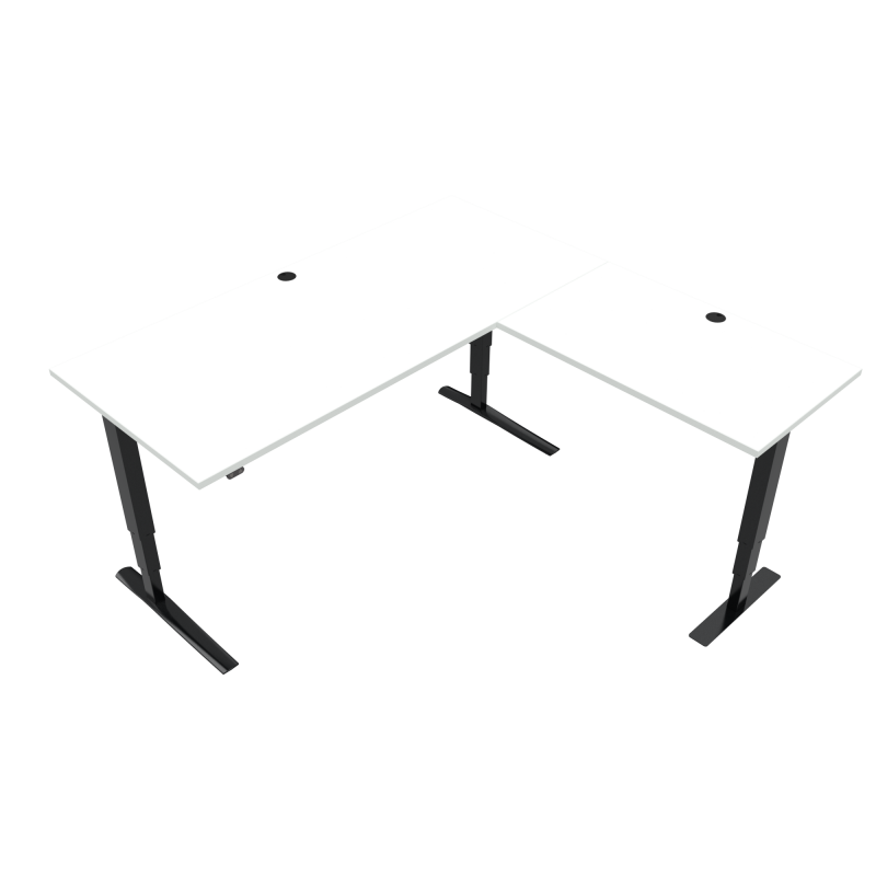 H&aelig;ve-/s&aelig;nkebord | 180x180 cm | Hvid med sort stel