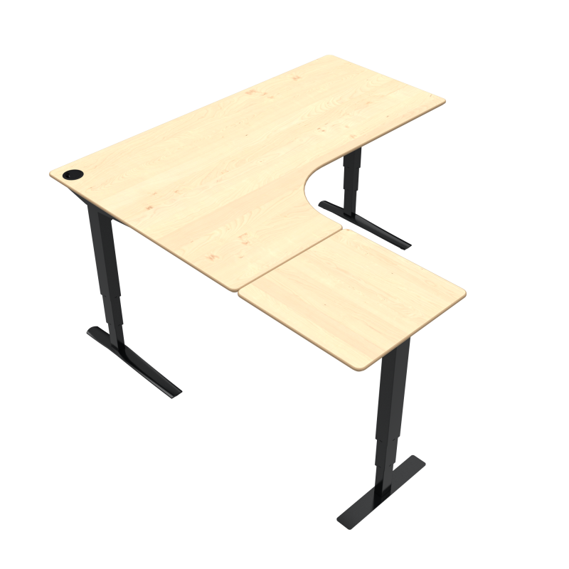 H&aelig;ve-/s&aelig;nkebord | 180x180 cm | Ahorn med sort stel