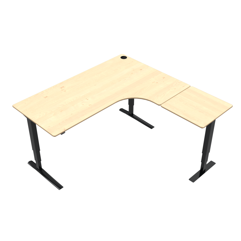 H&aelig;ve-/s&aelig;nkebord | 180x180 cm | Ahorn med sort stel