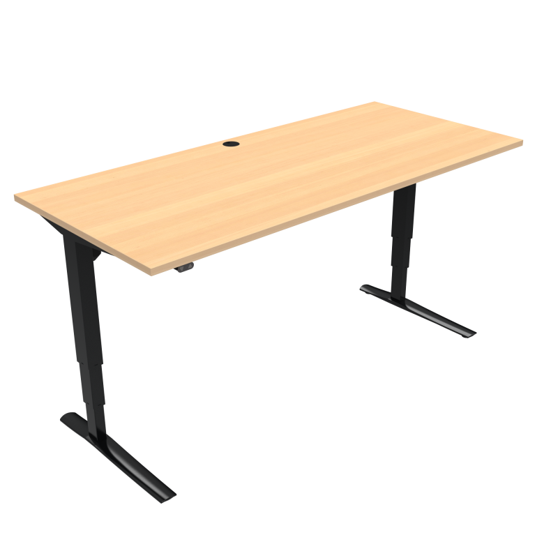 H&aelig;ve-/s&aelig;nkebord | 180x80 cm | B&oslash;g med sort stel