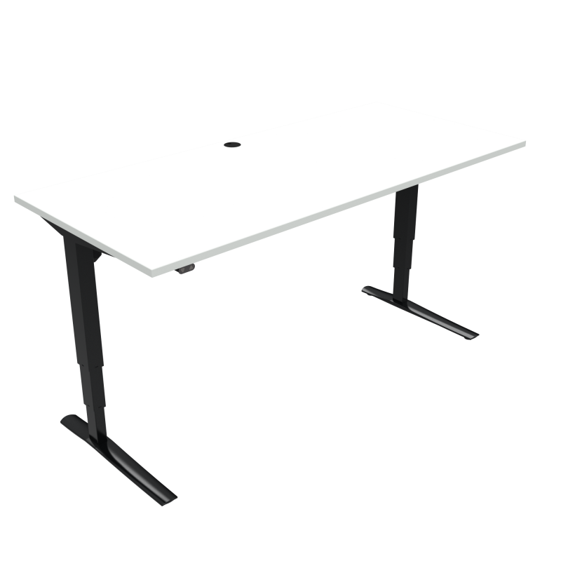 H&aelig;ve-/s&aelig;nkebord | 180x80 cm | Hvid med sort stel