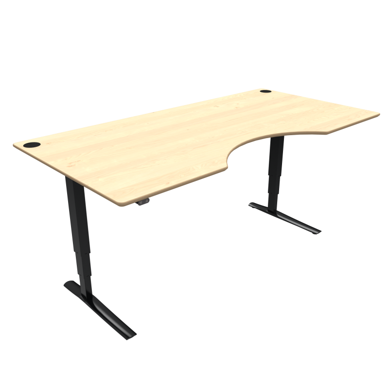 H&aelig;ve-/s&aelig;nkebord | 200x100 cm | Ahorn med sort stel