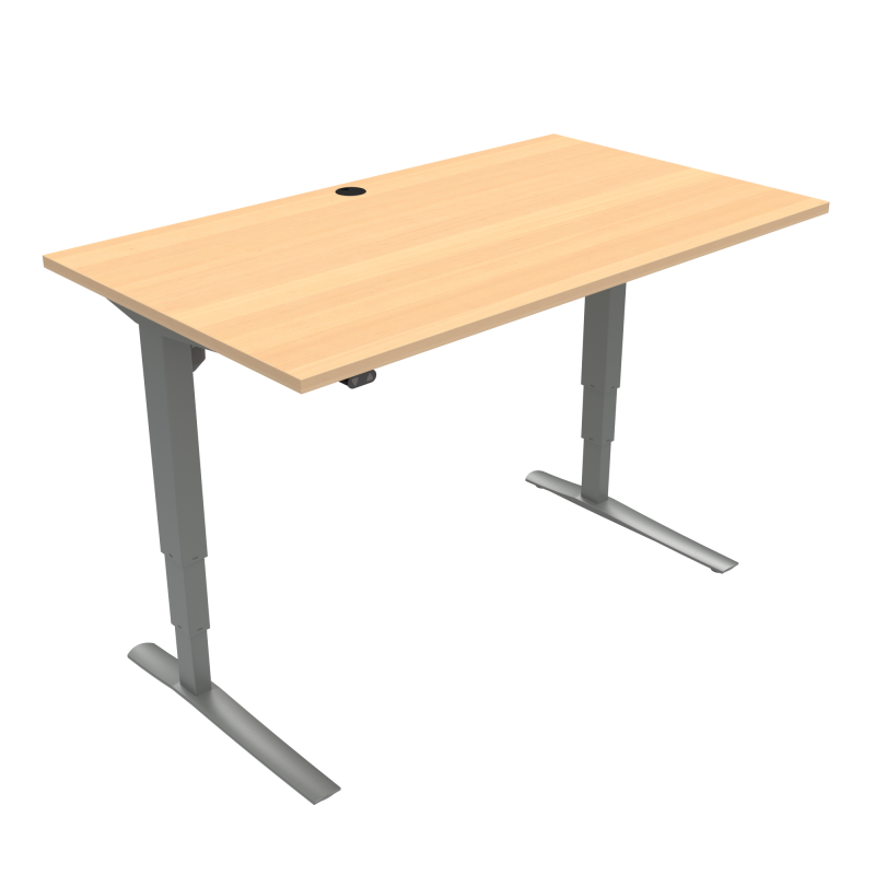 H&aelig;ve-/s&aelig;nkebord | 140x80 cm | B&oslash;g med s&oslash;lv stel