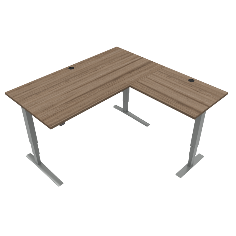 H&aelig;ve-/s&aelig;nkebord | 160x160 cm | Valn&oslash;d med s&oslash;lv stel