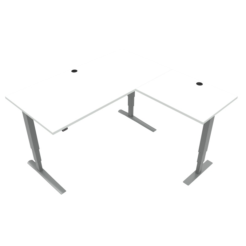 H&aelig;ve-/s&aelig;nkebord | 160x160 cm | Hvid med s&oslash;lv stel