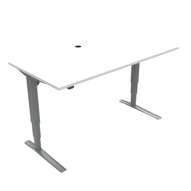 H&aelig;ve-/s&aelig;nkebord | 160x80 cm | Hvid med s&oslash;lv stel