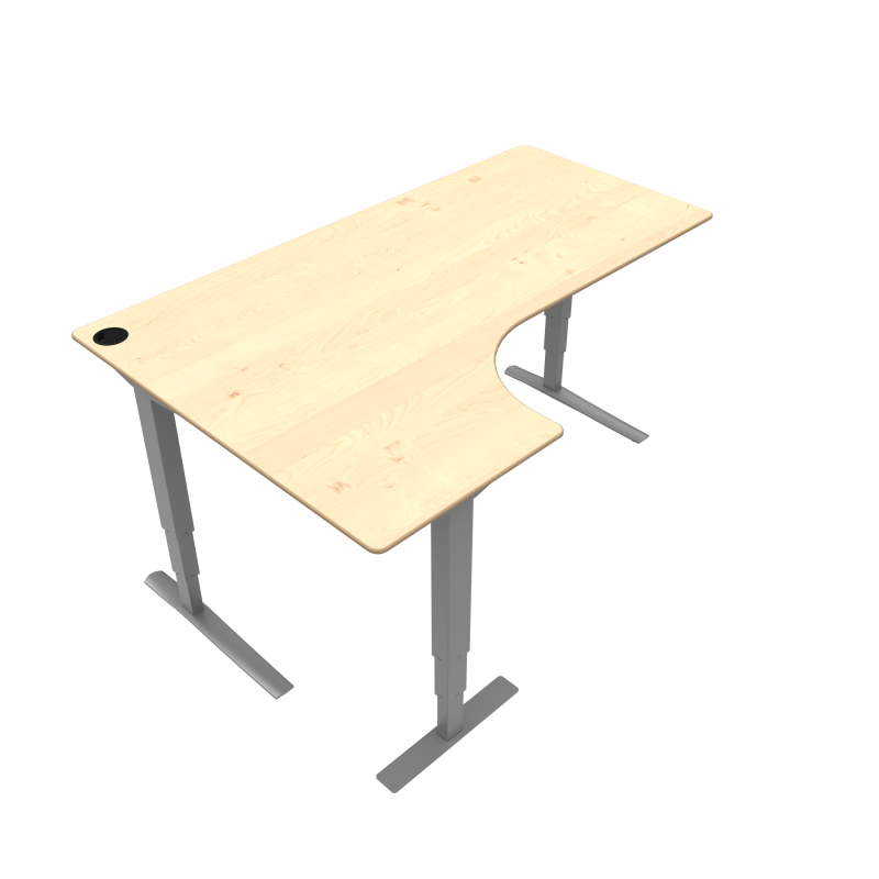 H&aelig;ve-/s&aelig;nkebord | 180x120 cm | Ahorn med s&oslash;lv stel