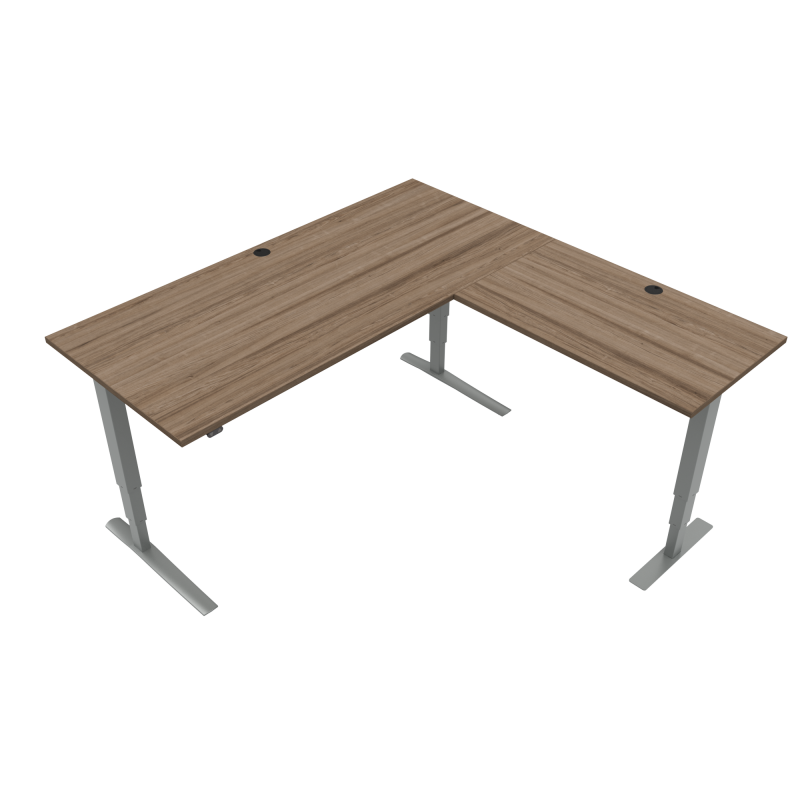 H&aelig;ve-/s&aelig;nkebord | 180x180 cm | Valn&oslash;d med s&oslash;lv stel