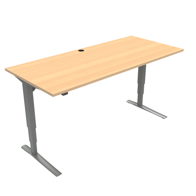 H&aelig;ve-/s&aelig;nkebord | 180x80 cm | B&oslash;g med s&oslash;lv stel