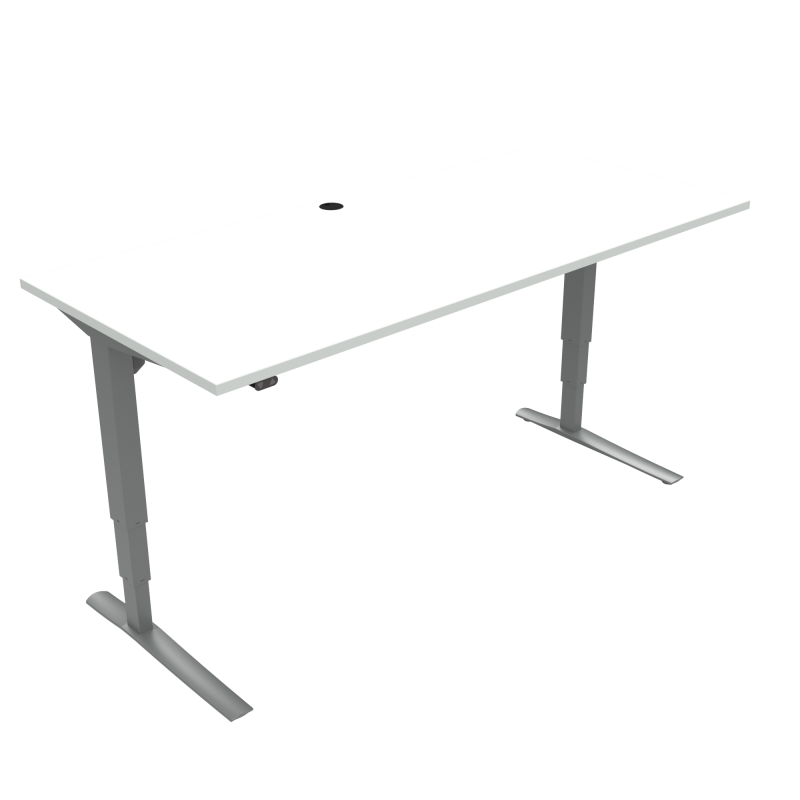 H&aelig;ve-/s&aelig;nkebord | 180x80 cm | Hvid med s&oslash;lv stel