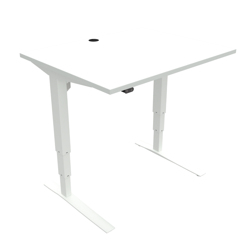 H&aelig;ve-/s&aelig;nkebord | 100x80 cm | Hvid med hvidt stel