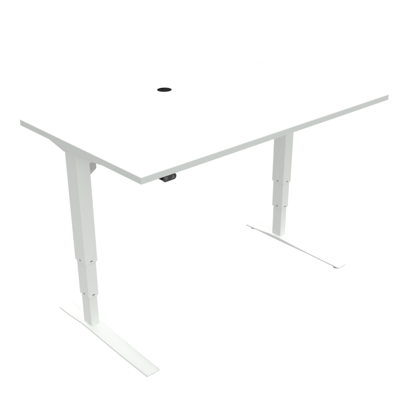 H&aelig;ve-/s&aelig;nkebord | 140x80 cm | Hvid med hvidt stel