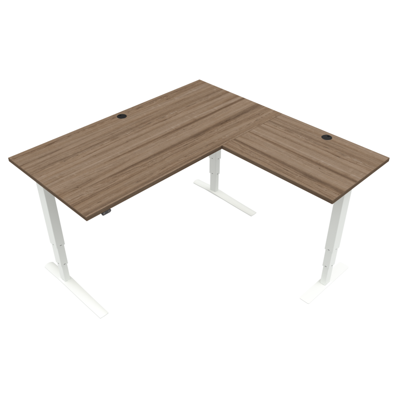 H&aelig;ve-/s&aelig;nkebord | 160x160 cm | Valn&oslash;d med hvidt stel