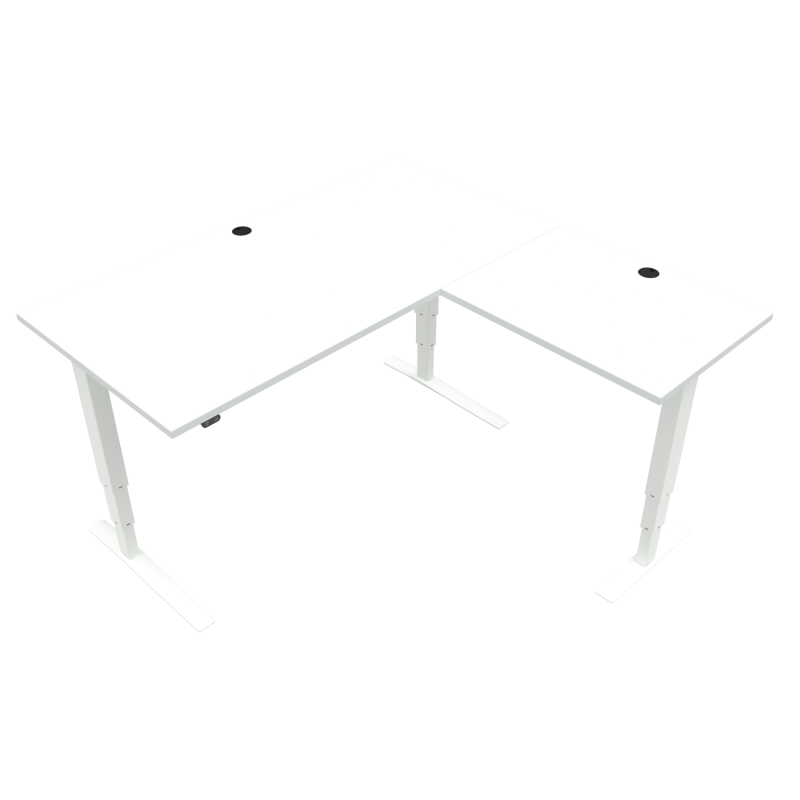 H&aelig;ve-/s&aelig;nkebord | 160x160 cm | Hvid med hvidt stel