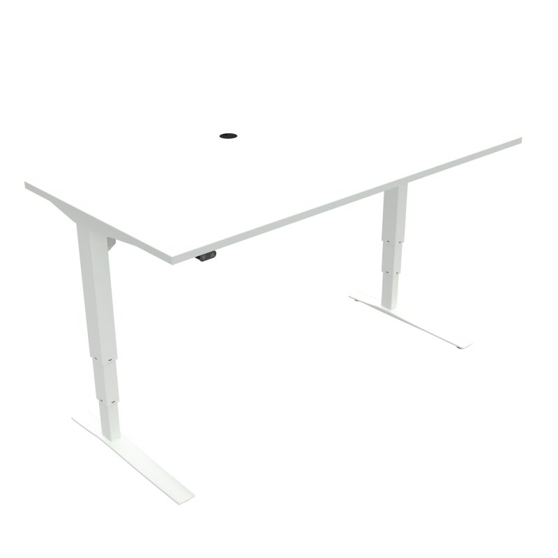 H&aelig;ve-/s&aelig;nkebord | 160x80 cm | Hvid med hvidt stel