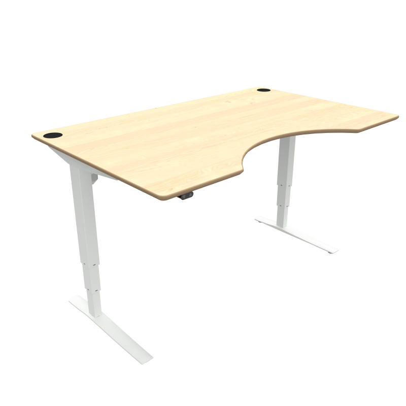 H&aelig;ve-/s&aelig;nkebord | 160x100 cm | Ahorn med hvidt stel