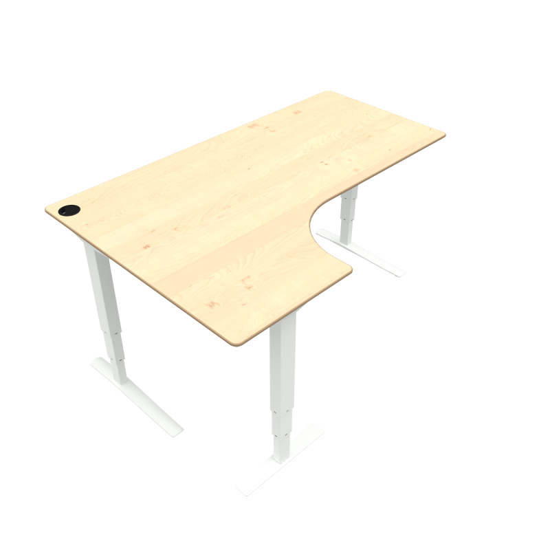 H&aelig;ve-/s&aelig;nkebord | 180x120 cm | Ahorn med hvidt stel