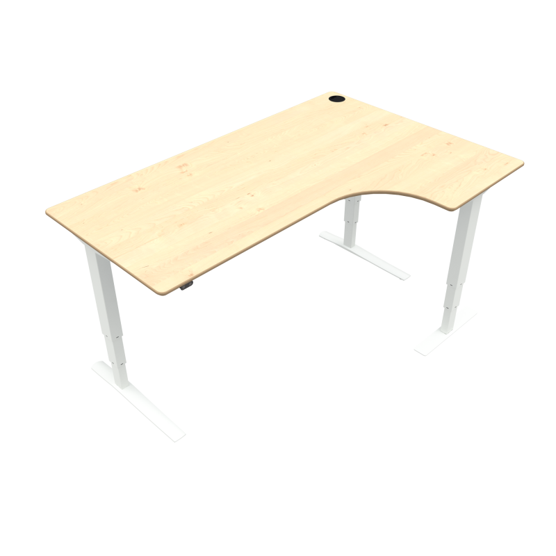 H&aelig;ve-/s&aelig;nkebord | 180x120 cm | Ahorn med hvidt stel