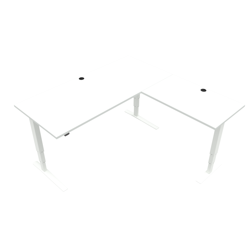 H&aelig;ve-/s&aelig;nkebord | 180x180 cm | Hvid med hvidt stel