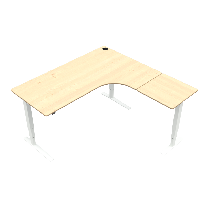 H&aelig;ve-/s&aelig;nkebord | 180x180 cm | Ahorn med hvidt stel