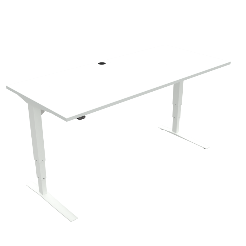 H&aelig;ve-/s&aelig;nkebord | 180x80 cm | Hvid med hvidt stel