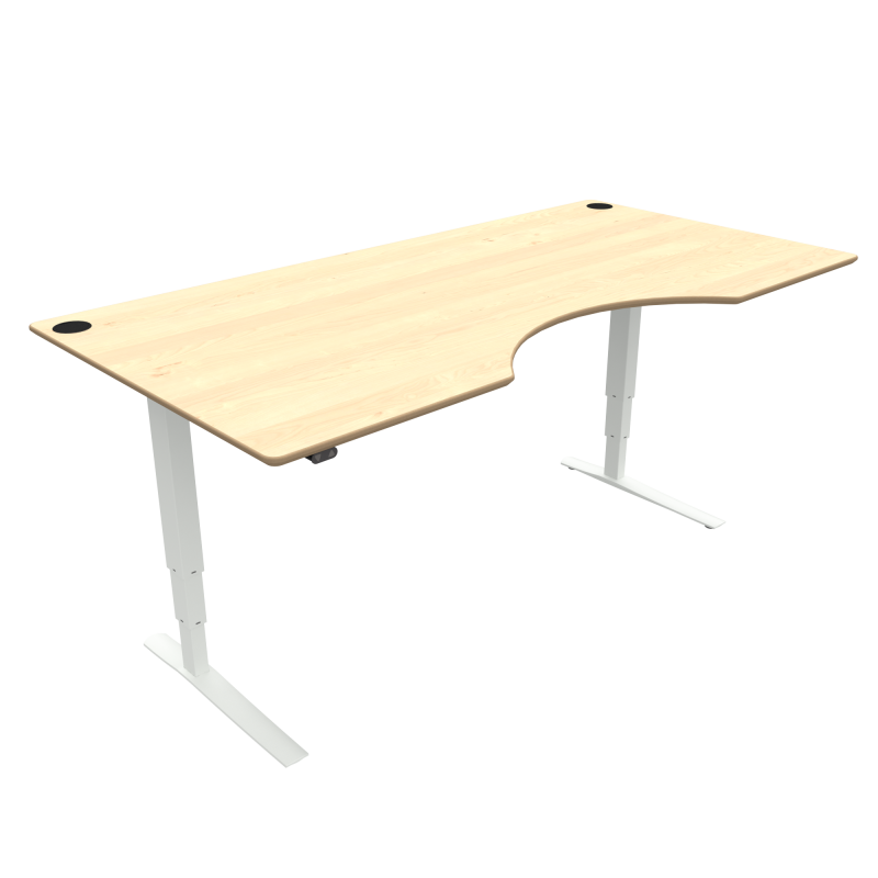 H&aelig;ve-/s&aelig;nkebord | 200x100 cm | Ahorn med hvidt stel