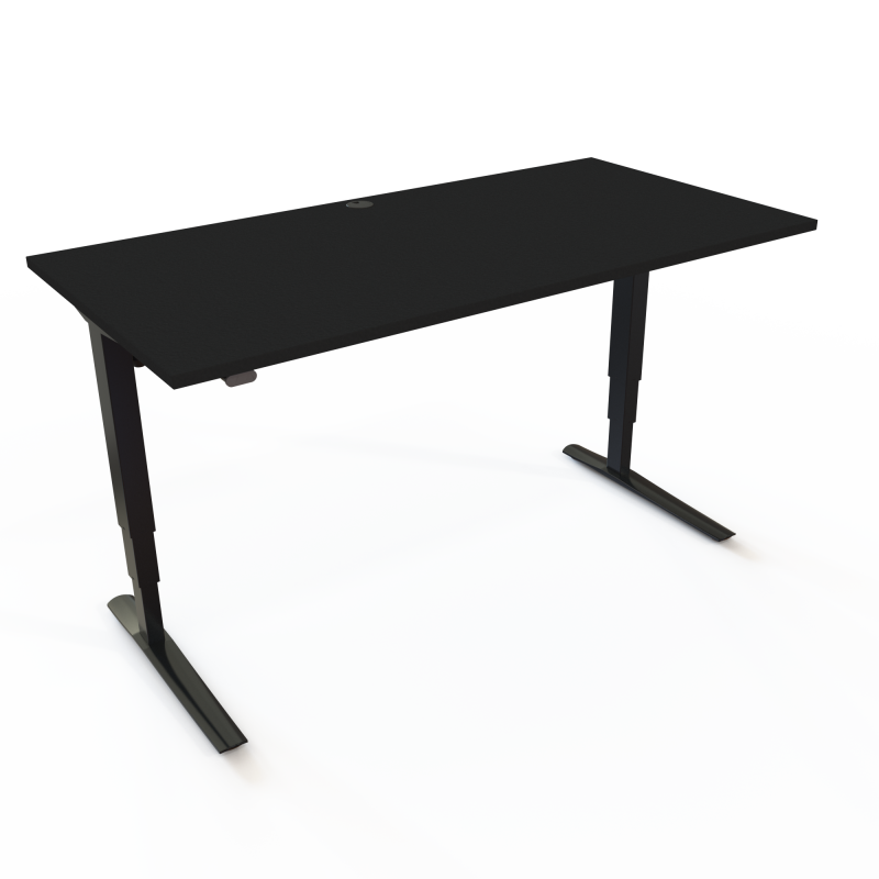 H&aelig;ve-/s&aelig;nkebord | 160x80 cm | Sort  med sort stel