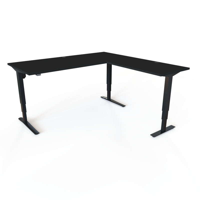 H&aelig;ve-/s&aelig;nkebord | 180x180 cm | Sort  med sort stel