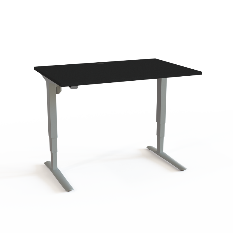 H&aelig;ve-/s&aelig;nkebord | 120x80 cm | Sort  med s&oslash;lv stel