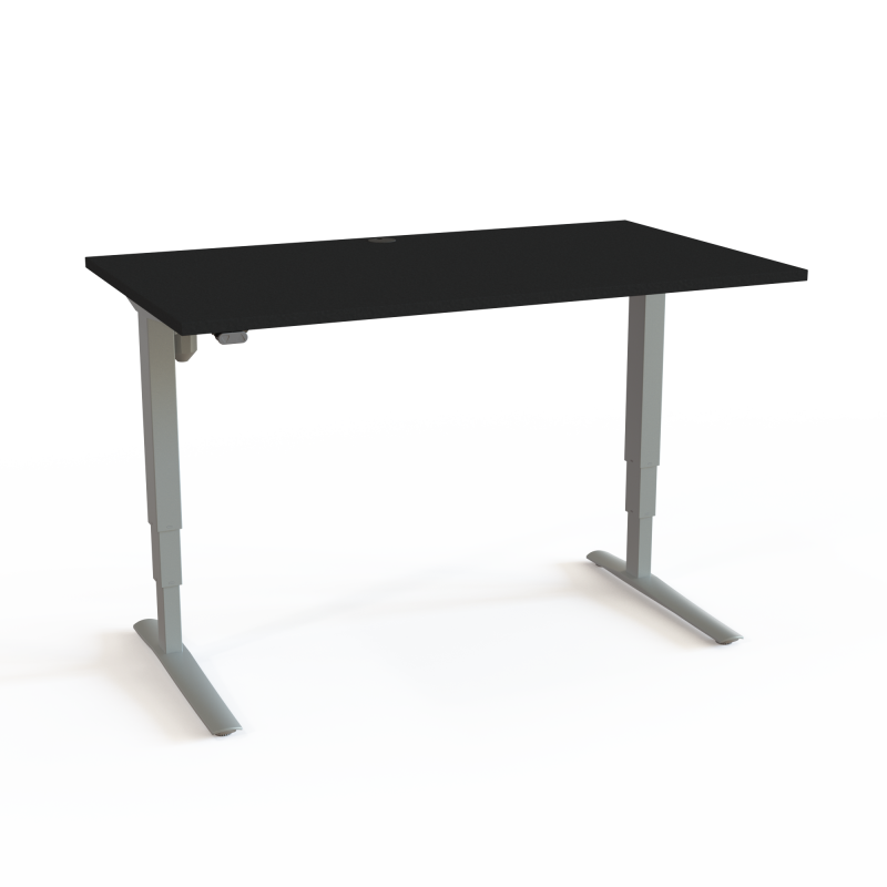 H&aelig;ve-/s&aelig;nkebord | 140x80 cm | Sort  med s&oslash;lv stel