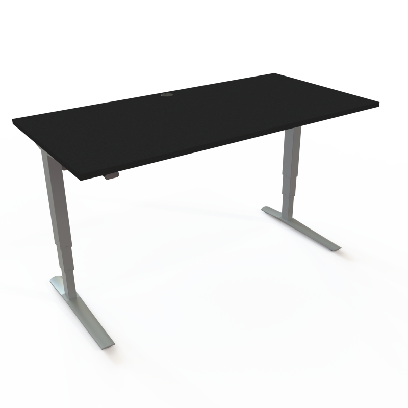 H&aelig;ve-/s&aelig;nkebord | 160x80 cm | Sort  med s&oslash;lv stel