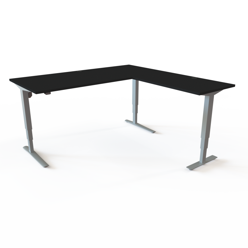 H&aelig;ve-/s&aelig;nkebord | 180x180 cm | Sort  med s&oslash;lv stel